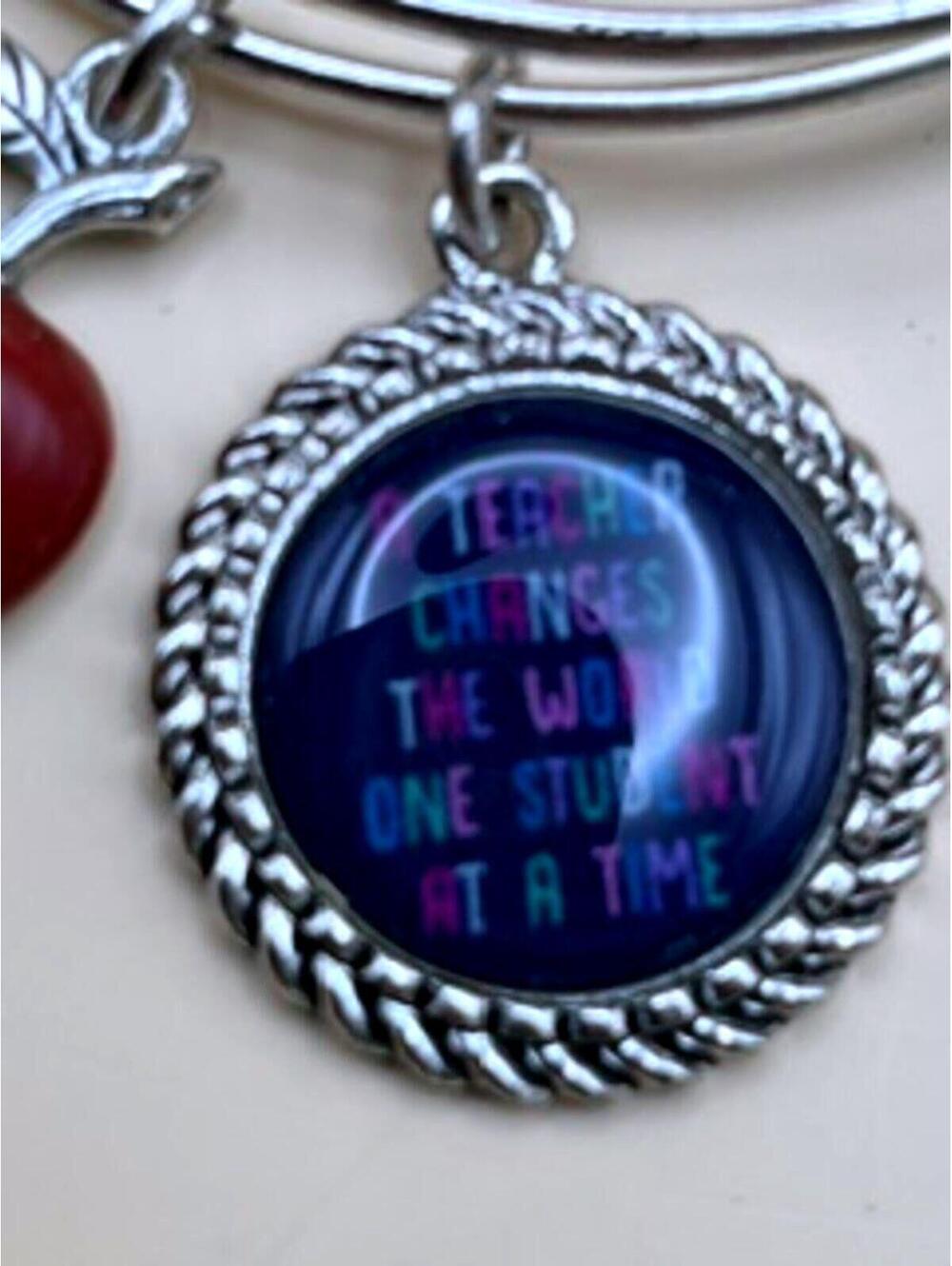 Teacher Appreciation Silver Tone Charm Bracelet